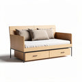 Wooden daybed with mattress and storage drawers in natural finish 200 x 90 x 85cm