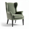 Green velvet wingback chair with tapered black legs 80 x 80 x 100cm