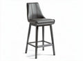Gray faux leather bar stool with metal frame and footrest 45 x 45 x 110cm