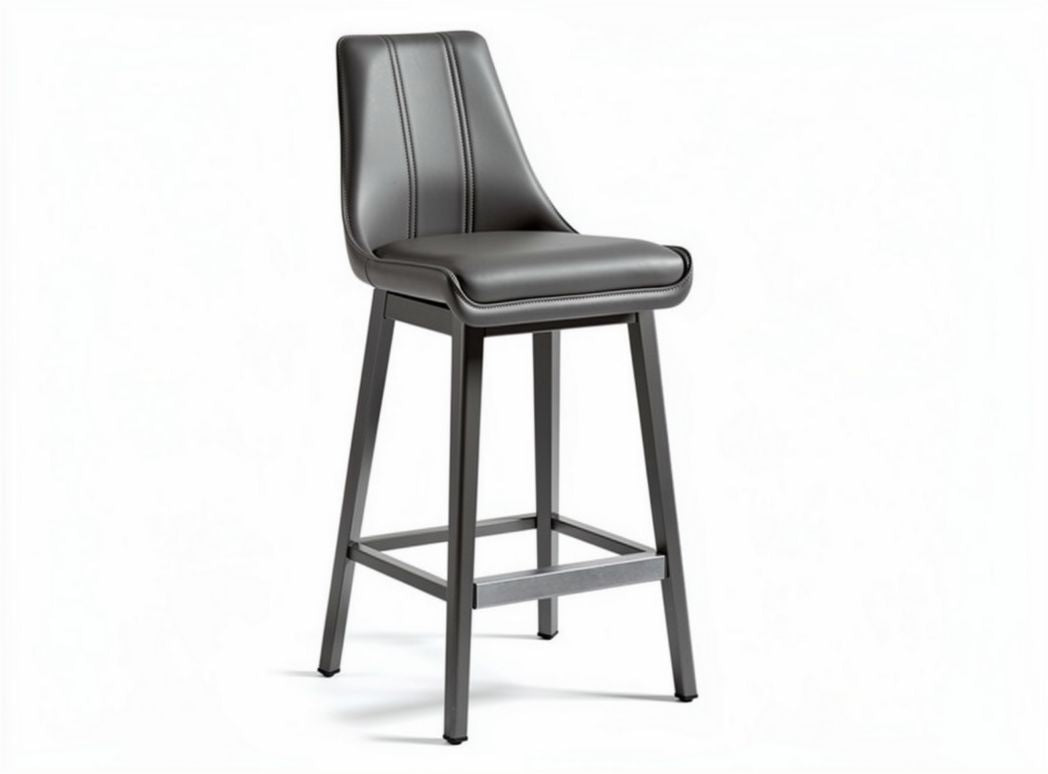 Gray faux leather bar stool with metal frame and footrest 45 x 45 x 110cm