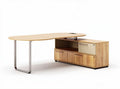 Wooden office desk with storage cabinets and sleek metal frame 160 x 80 x 75cm