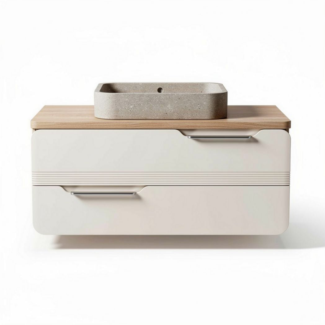 Bathroom vanity with ceramic sink and wooden top 80 x 45 x 30cm