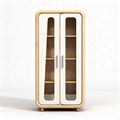 Bamboo storage cabinet with glass doors and adjustable shelves 70 x 40 x 120cm