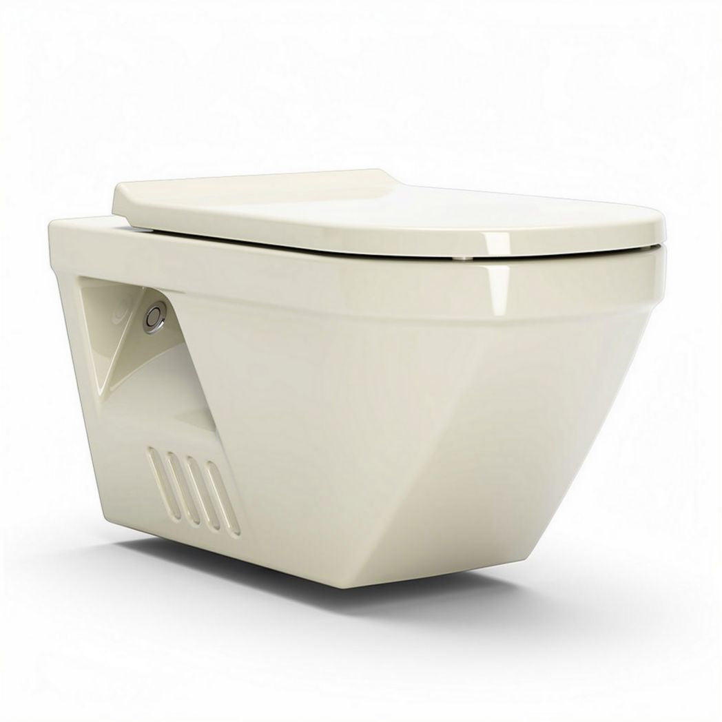 Wall-mounted toilet ceramic construction in cream color 70 x 40 x 35cm
