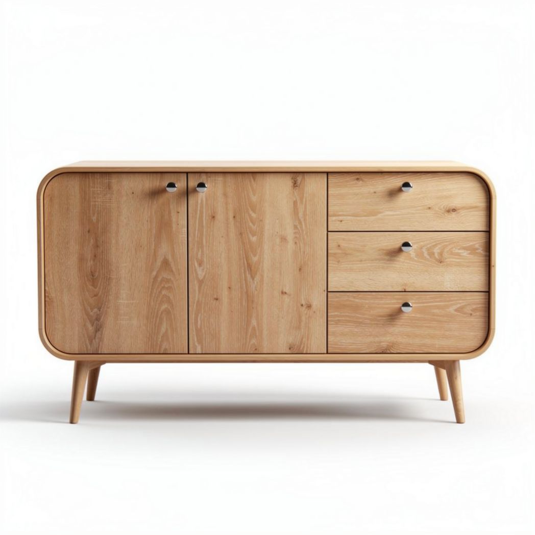 Wooden sideboard cabinet with two doors and three drawers 120 x 45 x 75cm
