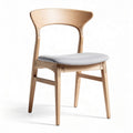 Wooden dining chair with fabric seat cushion in natural finish 45 x 40 x 85cm