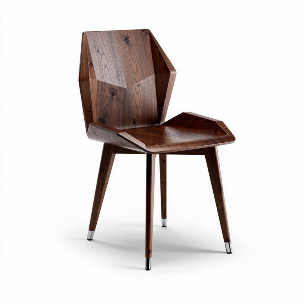 Wooden geometric chair for dining room or office space 45 x 45 x 80cm