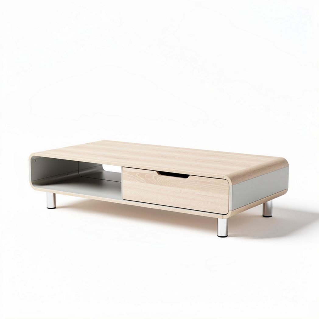 Wooden coffee table with storage drawer and modern design 120 x 60 x 30cm