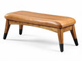 Leather bench with wooden frame and black metal legs 120 x 40 x 45cm